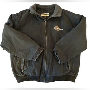 Vintage Harley-Davidson Ford F150 Black Bomber Jacket with Ribbed Collar
